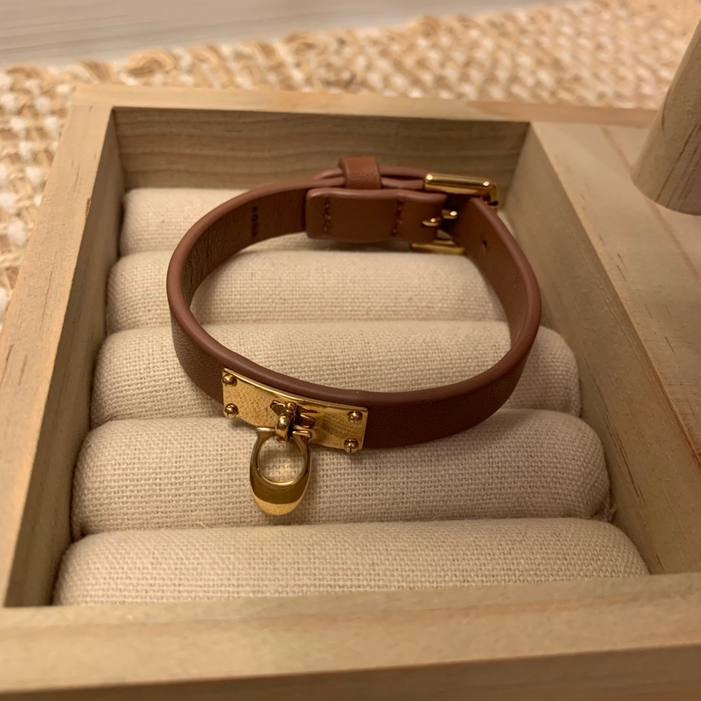 Coach Brown Leather Bracelet with Gold Accents